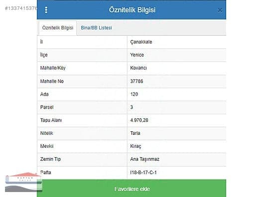 Çanakkale Yenice Kovancı Köyü satılık arsa – fotoğraf 3